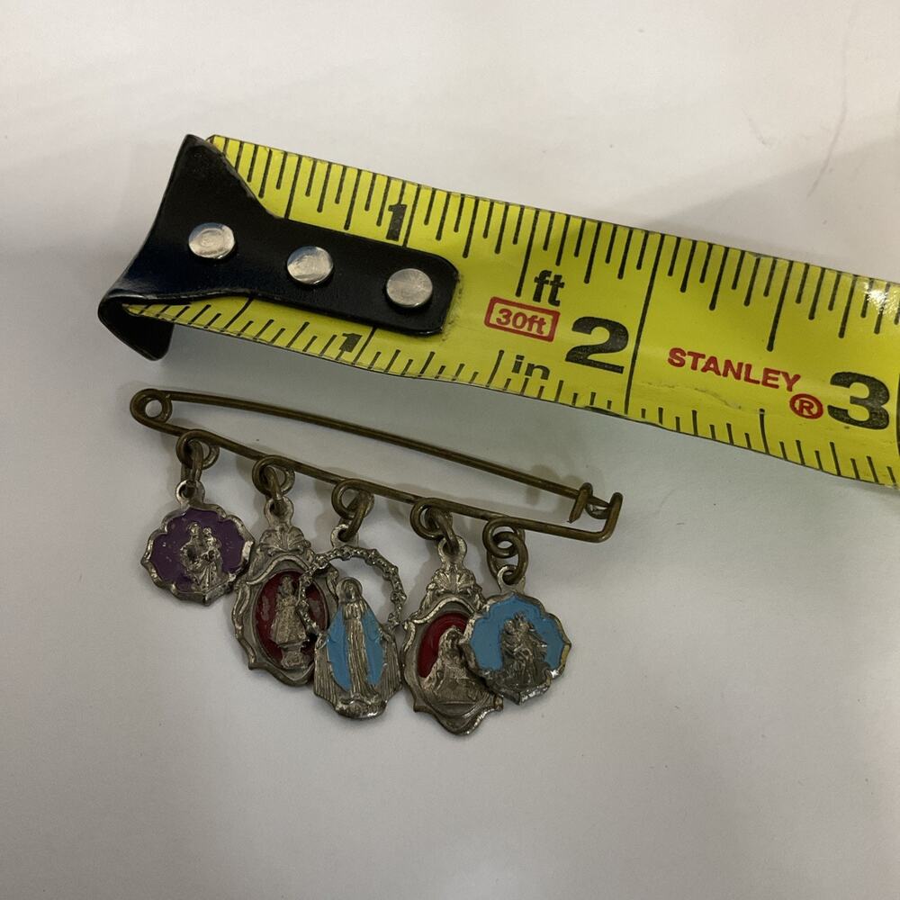 Miraculous Virgin Mary enamel medal on pin - Picture 5 of 5